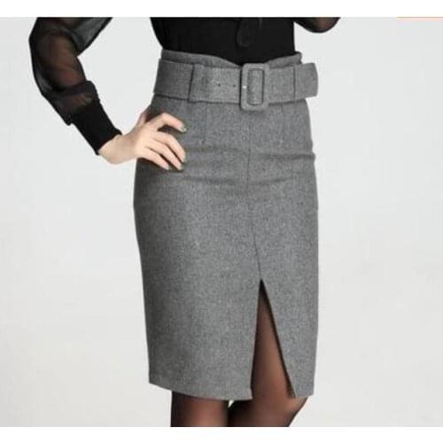 New fashion autumn winter 2019 plus size high waist skirt saias femininas casual Woolen midi pencil skirt women skirts clothes
