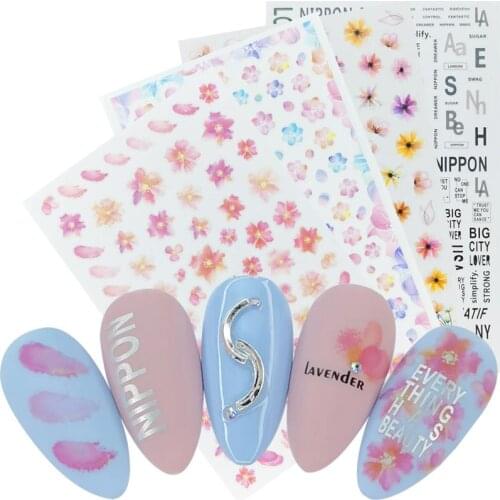1pcs Embossed 2021 New Arrival Nails Sticker Blooming Flower 3D Nail Art Stickers Decals Adhesive Manicure Nail Art Tips Decora