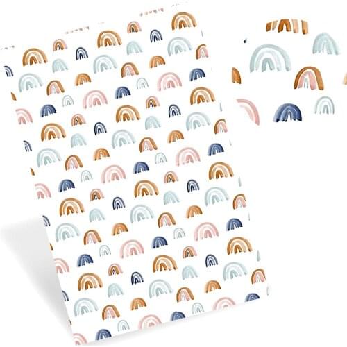 JOJO BOWS 22*30cm 1pc Faux Leather Sheets Cartoon Rainbow Printed Synthetic Leather Fabric For Crafts DIY Handmade Bag Hair Bows