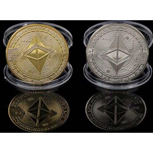 1 Pieces Gold/Silver plated Ethereum Coin Virtual Commemorative Coin Art Collection Gift