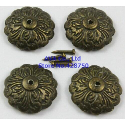 100 Pieces 18mm Antique Brass Upholstery Tacks Nails Round Nail Pads