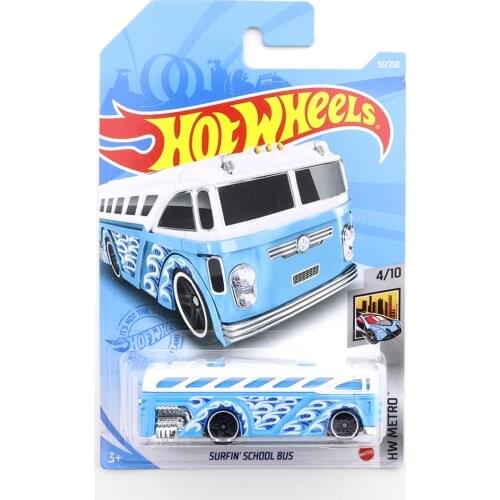 2021-55 Hot Wheels SURFIN SCHOOL BUS Mini Alloy Coupe 1/64 Metal Diecast Model Car Kids Toys Gift