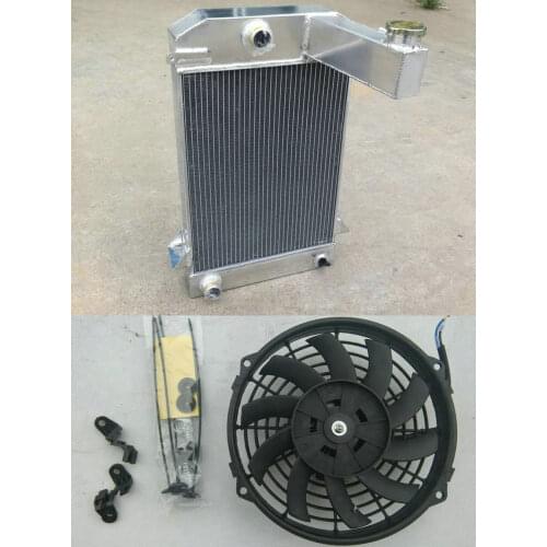 3 ROW Aluminum Radiator + Fan For Triumph TR TR2 TR3 TR3A TR3B TR4 LONG REACH NECK MT 2.0L 1991CC Straight-4 Manual