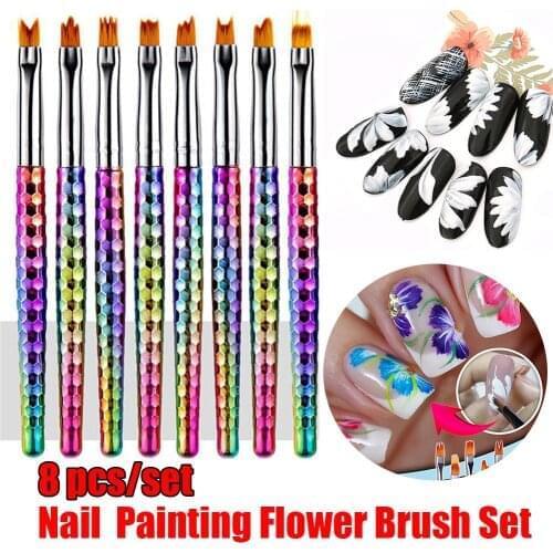 5/8Pcs DIY Nail Art Brush Set Gradient French Moon Shading Pen Painting Drawing Tips Acrylic Gel UV Polish Design Manicure Tools