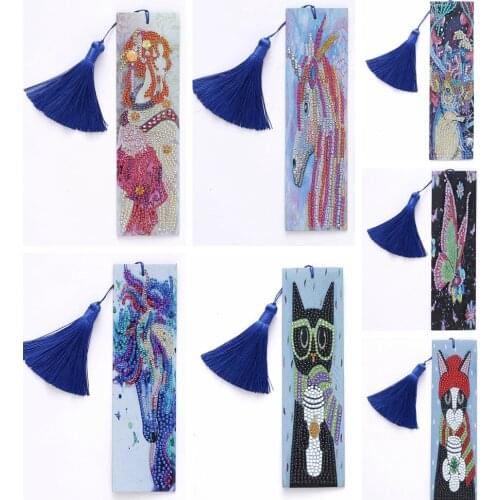 5D Diamond Painting Exquisite Pretty Girl Leather Bookmarks Tassel Bookmarks Craft Decoration Special Shaped Diamond Embroidery