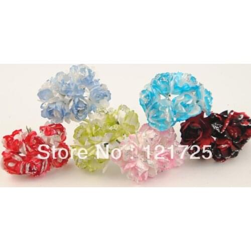 6 Colors Craft Paper Flowers Mini artificial Flower Home decoration Hand Made Small Wedding Bouquet Scrapbooking Decor