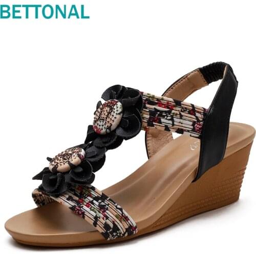 BETTONAL 2021 summer casual shoes women sandals wedge vintage Bohemia gladiator ladies sandles sandalias for woman big size 42
