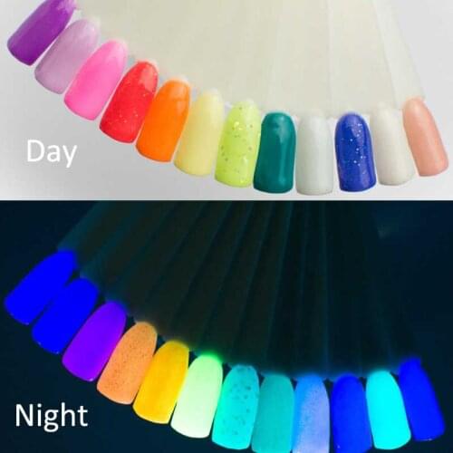 12 Pcs Nail Powder Glitter Pigment Night Luminous Dipping Shining Natural Dry Nail Art UV Polish Maicure