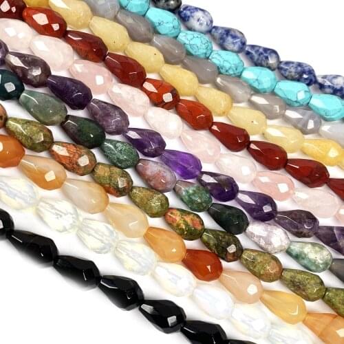 Natural Stone Beads Accessories Faceted Waterdrop Crystal Agates Stone Beading Charms for Jewelry Making Necklace Bracelet