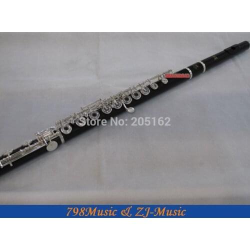 Black Wood Grenadilla Flute-B foot-Open Hole-Split-E-Inline-G-Silver Plated Keys-American Headjoint-NO.8