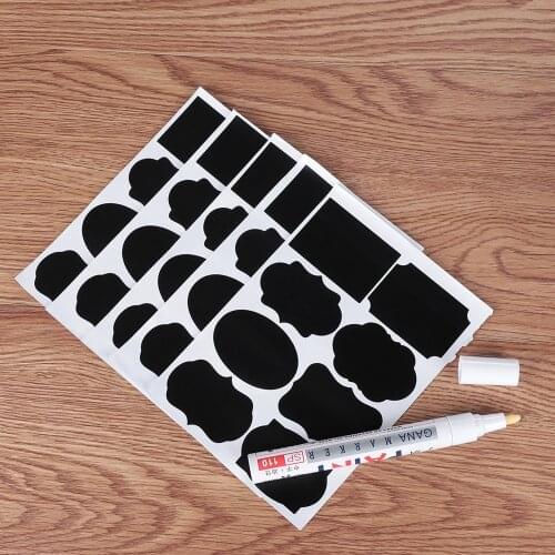 1Set Black Waterproof Labels Stickers Chalkboard Spice Jam Jar Bottle Tags Home Kitchen Store Organize Arrange Accessory