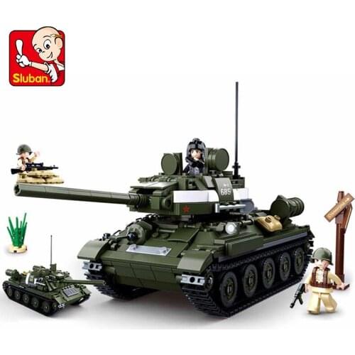 Sluban B0689, T-34\85 Medium Tank Childrens Puzzle Assembly Plug-In Building Blocks World War‖ Series Boys Toys Xmas Gifts