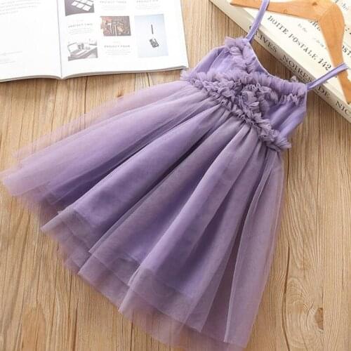 DFXD New Arrival Fashion Flower Girls Wedding Party Dress Children Clothes Tutu Ball Gown Princess Sling Summer Dress For 1-5T