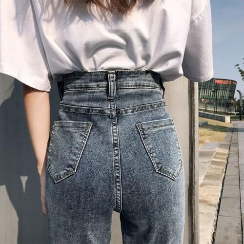 Summer Mom Skinny Jeans Woman 2020 New Slim High Waist Jeans For Women Vintage Black Jeans Women Button Pocket Jean Femme LU1198