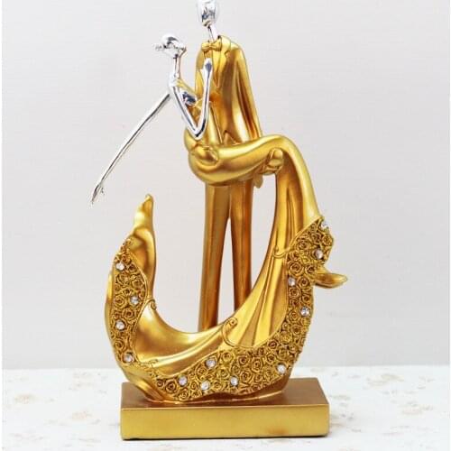 Europe Resin Couple Sculpture Statue Ornaments Desktop Crafts Home Decoration Creative Lover Figurines Miniatures