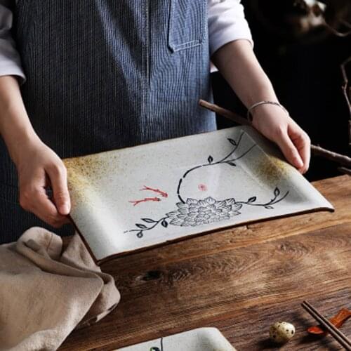 FANCITY Japanese square plate household ceramic creative tray rectangular plate commercial swing plate restaurant large sushi