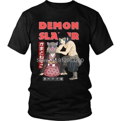 Tvoe Demon Slayer T Shirts Men Short Sleeve Cotton T-shirts Kimetsu No Yaiba Nezuko And Inosuke Tees Top Graphic Tshirts Gift