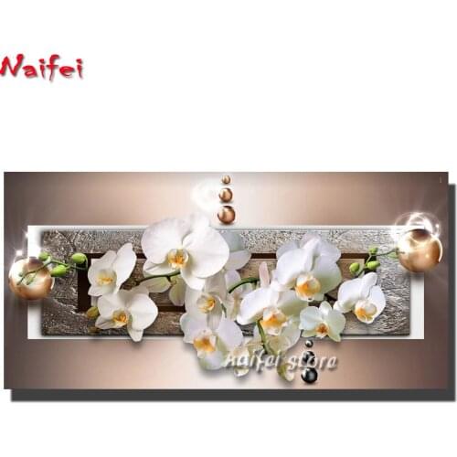 Orchid On Brown background 5d Diy Diamond Painting Full Square/Round Diamond embroidery Large Size Painting For Living Room