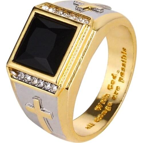 Square Black Rhinestone Ring Couple Wedding Rings Silver Plated Cross Pattern Rings Birthday Gift for Girlfriend Fashion Jewelry