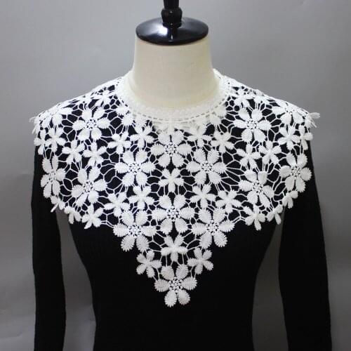 Linbaiway Vintage Adult Fake Collar Lace Floral False Collars Half Shirt Necklace Shawl Wrap Tops Female Detachable Collar