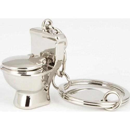 Mini Toilet Key Ring Chain Classic 3D Keychain Bathroom Cute Creative Gift trinket
