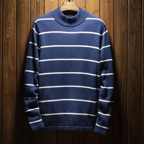 MRMT 2020 Brand New Winter Mens Sweater Striped Half-high Collar Sweater Overcoat for Male Sweater Clothing