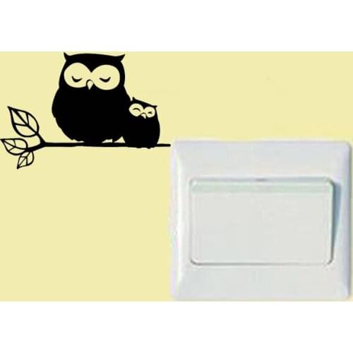 Cartoon Vinyl Switch Sticker Cute Owl Mom And Baby Wall Stickers For Kids Rooms Switch Sticker 2WS0284