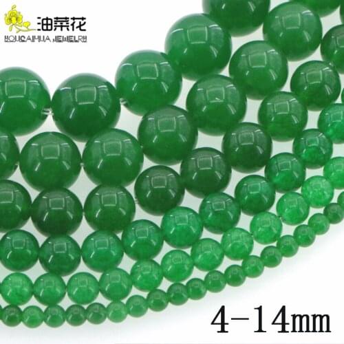Natural Stone 4-14mm Emeralds Jades Round Loose Beads DIY Accessories Making Woman Gifts Christmas Bracelet Necklace Wholesale