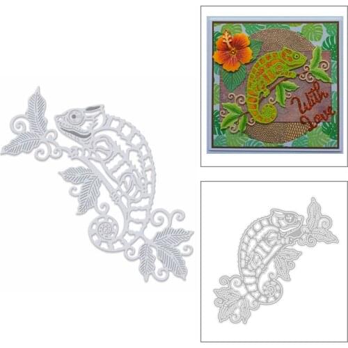 2020 New Animal Chameleon Metal Cutting Dies and Leaves Die Paper Cut Scrapbooking For Crafts Greeting Card Making No Stamps Set