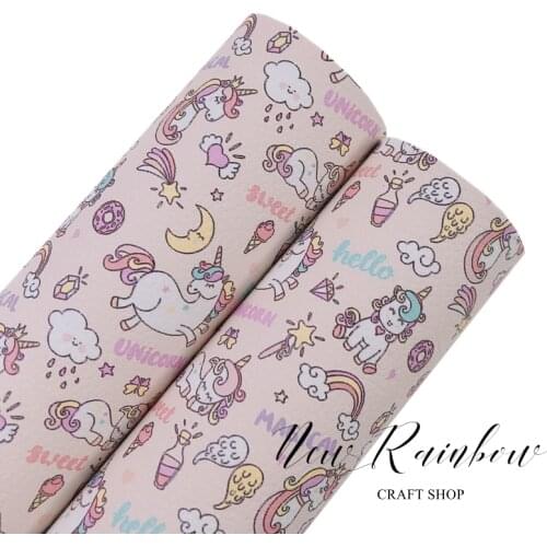 New Rainbow 30x22cm Magic Unicorn Litchi Faux Leatherette Sheet For Bows Making, Earrings, Easy Cut and Sewing Perfect For Craft
