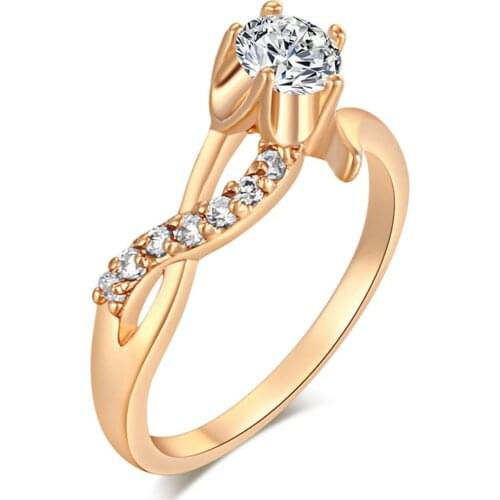Luxury AAA Zircon Engagement Rings for women femal Micro Pave Austrian Crystals gold color waves Jewelry top quality Wholesale