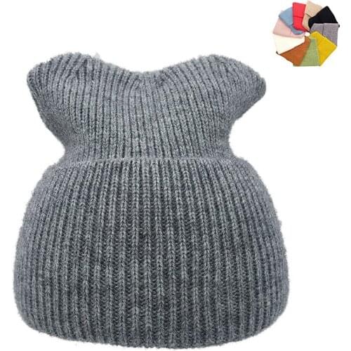 Solid Unisex Beanie Autumn Winter Wool Blends Soft Warm Knitted Cap Men Women SkullCap Hats Gorro Ski Caps 10 Colors Beanies