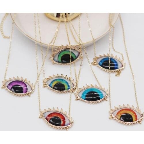 Eye Geometric Necklace Fashion temperament metal gorgeous simple eye chain necklace tourist street shoot catwalk necklace 619