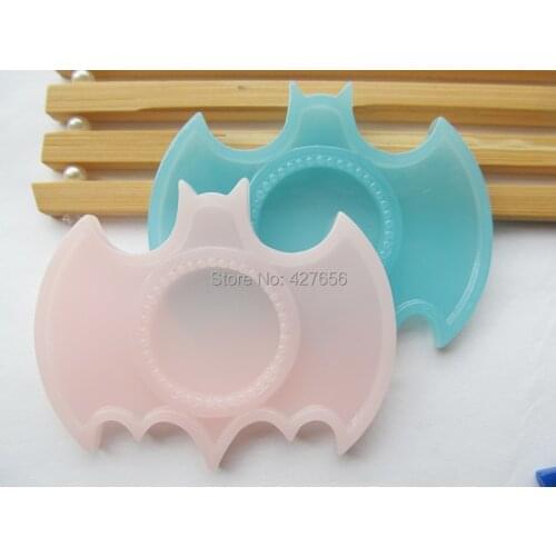 100pcs Transparent White/Purple/Pink/Hot Pink/Blue Flatback Resin Bat Charm Finding,Base Setting Tray , for 25mm Cabochon/Cameo