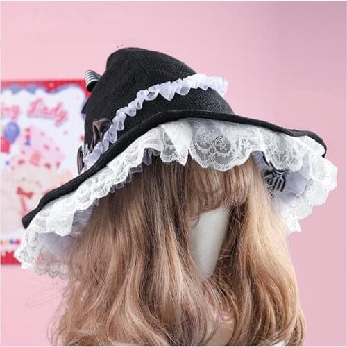 Lolita Halloween Retro Witch Hat Masquerade Wizard Hat Gothic Magical Girl Hat Cosplay Accessories Party D969