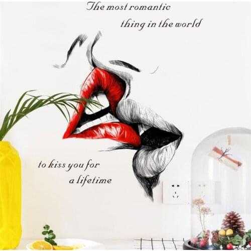 Romantic kiss wall stickers bedroom living room wall wedding decoration door stickers modern art mural