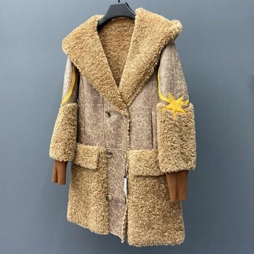 SARSALLYA Women's Sheepskin Coats With A Hood