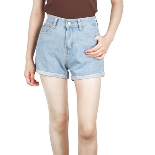 Women Soft Denim Shorts Classic Vintage High Waist Blue Wide Leg Female Casual Ladies Loose Shorts