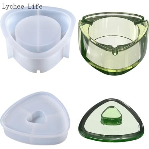 Lychee Life Ashtray Silicone Mold Epoxy Resin Polymer Clay Mould Triangle Shape Pottery Clay Mold Handmade DIY Epoxy Crafts
