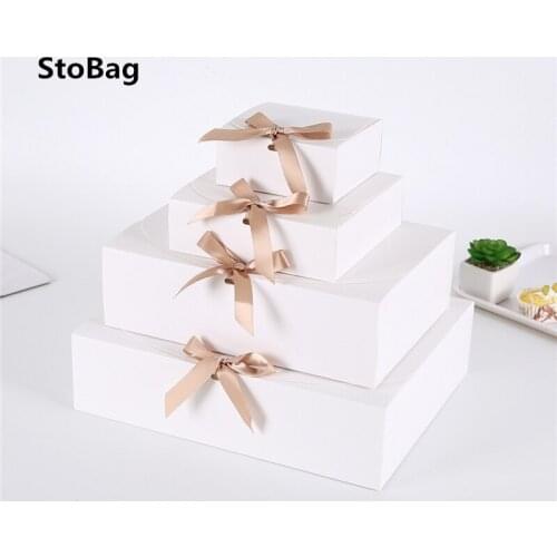StoBag-White / Kraft / Black Gift Box, Event & Party Supplies, Wedding Birthday Packaging, Chocolate, Candy, Hnadmade, 5 Pcs