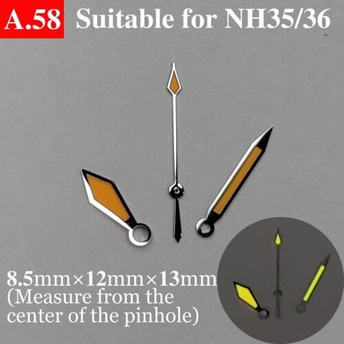Watch Hands Silver Yellow Hands Watch Green Super Luminous Suitable For NH35, NH36 Movement