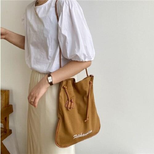 Bags womens fashion popular diagonal shoulder bag small fresh and simple canvas bag large capacity printed letter tote bag