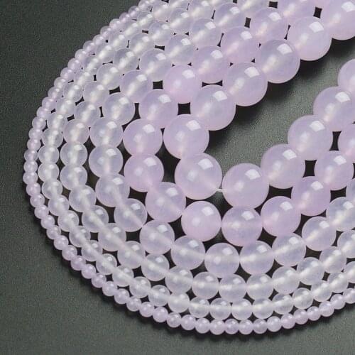 Natural Stone Light Pink Jades Round Loose Spacer Beads For Jewelry Making DIY Earrings Bracelet Accessories 15'' 4/6/8/10/12mm