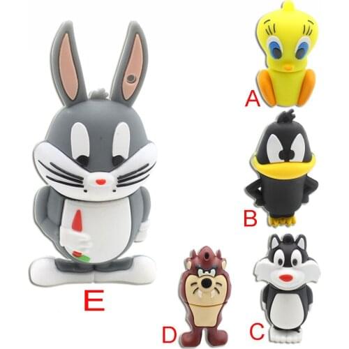 Wholesale Cute USB Flash3.0 Drive 16G Mini Cat Rabbit Starling Anime Cartoon Disk Duck Bird Dog 8g gadget memory stick Animal