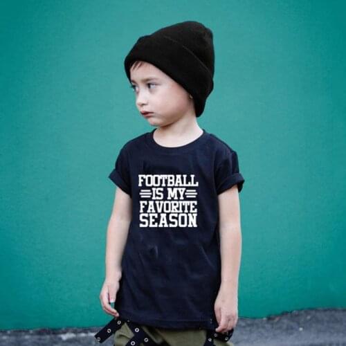 Funny Kids Tshirt Football Is My Favorite Season Print Boys and Girls T-shirt Letter Kid Tshirts Summer Cute Children Clothes