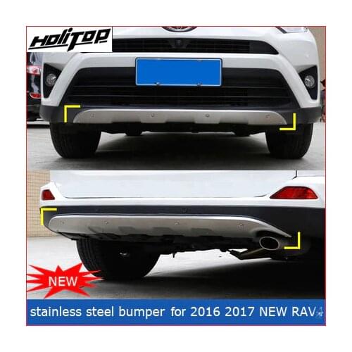 Front&rear stainless steel bumper protector skid plate bumper guard for Toyota RAV4 2016 2017 2018,Hitop-5years SUV experiences