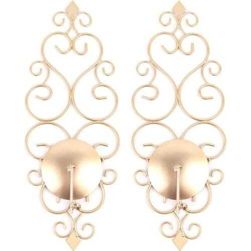M17D Iron Wall Candle Sconce Holder Set of 2 Hanging Wall Mounted Pillar Candle Holder Decor for Bedroom Dining Room Living Room