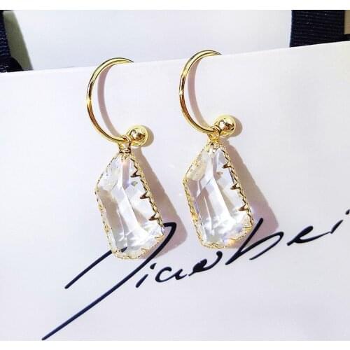 FYUAN Korea Geometric Drop Earrings Bijoux Irregular Transparent Crystal Drop Earrings for Women Statement Earring Jewelry Gifts