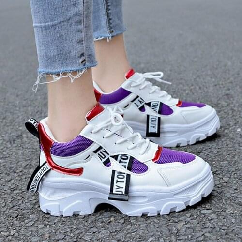 Sooneeya Spring Fashion Platform Sneakers Woman Mesh Trainers Chunky Shoes Women Breathable Walking Shoes Letter Tenis Feminino