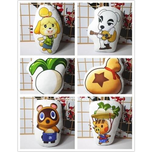 Animal Crossing New Horizons Tom Nook K.K. Plush Toy Cosplay Pillow Stuffed Doll Double Sided Pillowcase 40cm for Gift